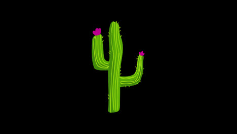 Kaktuspflanzen-Loop-Animationsvideo,-Transparenter-Hintergrund-Mit-Alphakanal